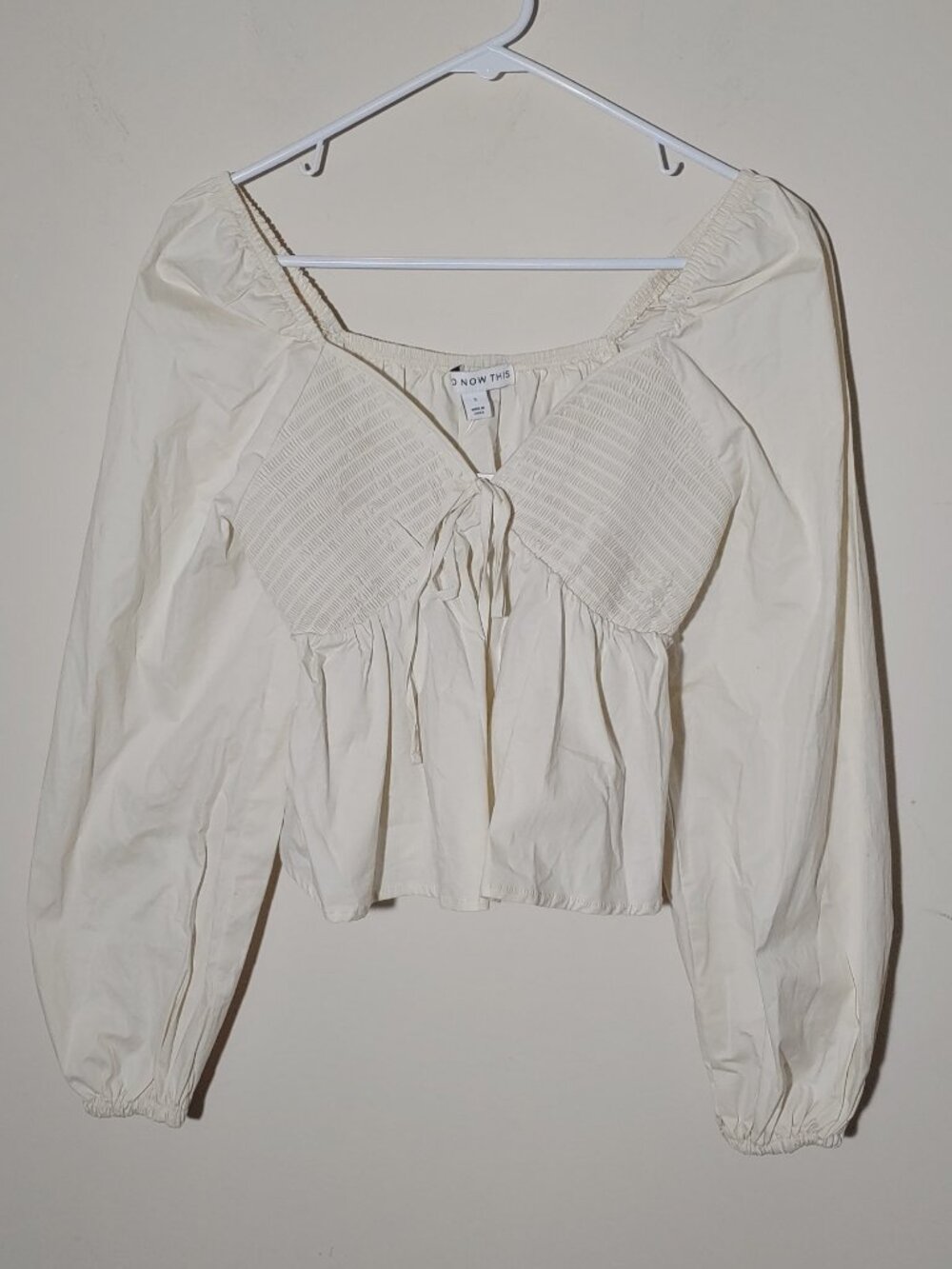 And Now This Balloon Long Sleeve Baby Doll Garden Girl Blouse Sz S Ivory Cream